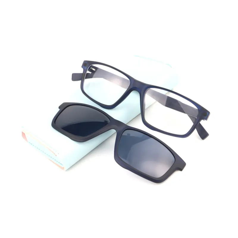 3 Unisex Super light Rectangle Clip on Sunglasses Optical Frames 490734
